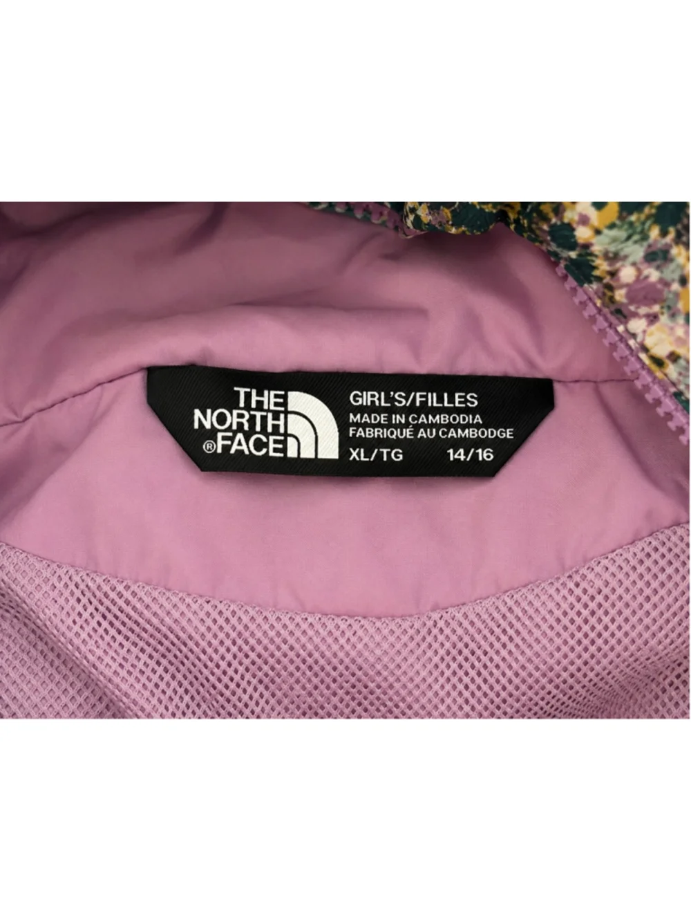 The North Face Girls XL 14/16 Lavender Floral Rain Jacket Hooded Waterproof 2024